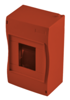 Коробка монтажная установочная под 2-4 автомат. выкл., красная, IP40, 90x130x62 мм